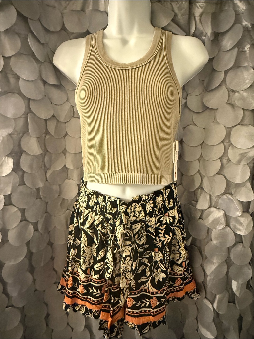 Cotton Candy Beige Ribbed Tank Top